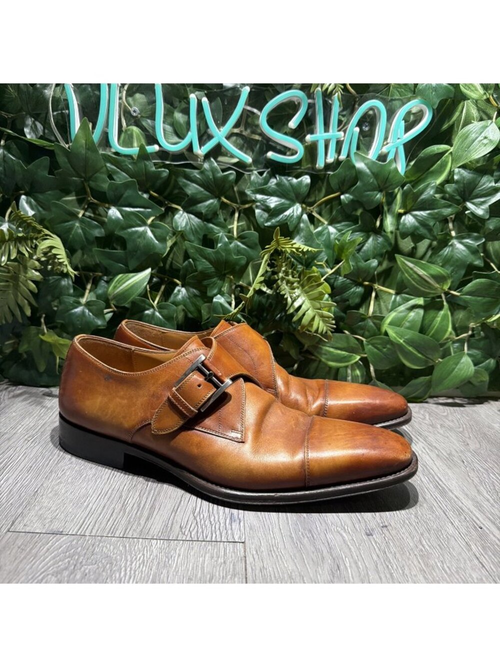 Magnanni Lennon Cuero Single Monk Strap Brown Dress Shoes 21447 Men's Size 9.5 M